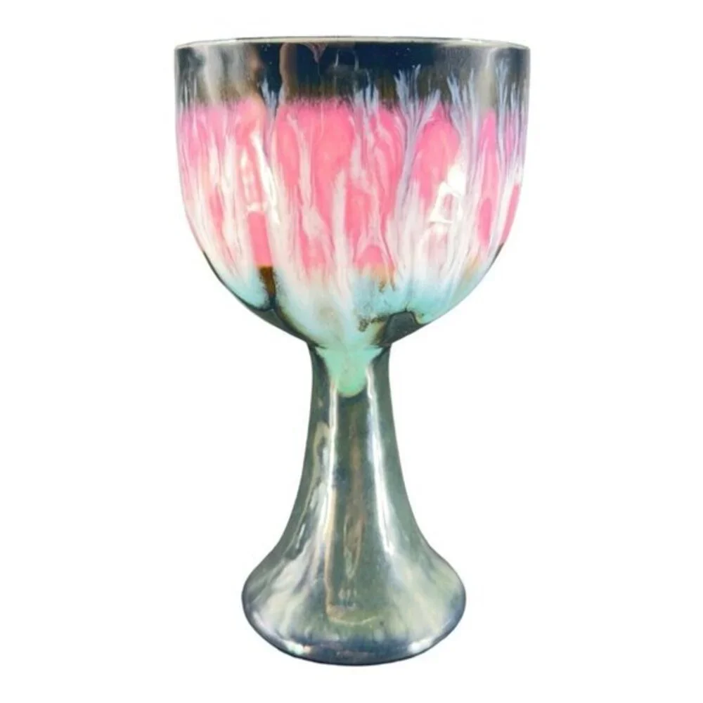 Studio Art Pottery Hand Made Single Drip‎ Glaze Pottery Goblet Drinking Cup Mug